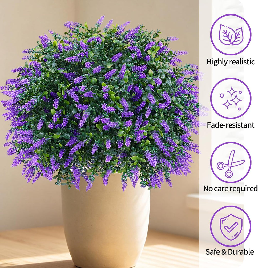 Artificial Boxwood Topiary Ball with Lavender, Set of 2 UV Resistant
