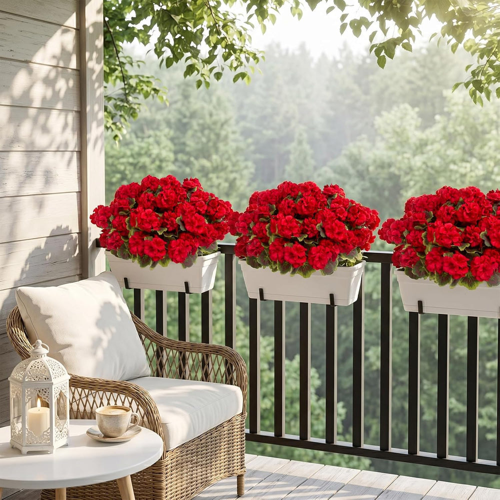 lovemoon 16 Pcs Artificial Geraniums for Outdoor Christmas Decor, Red