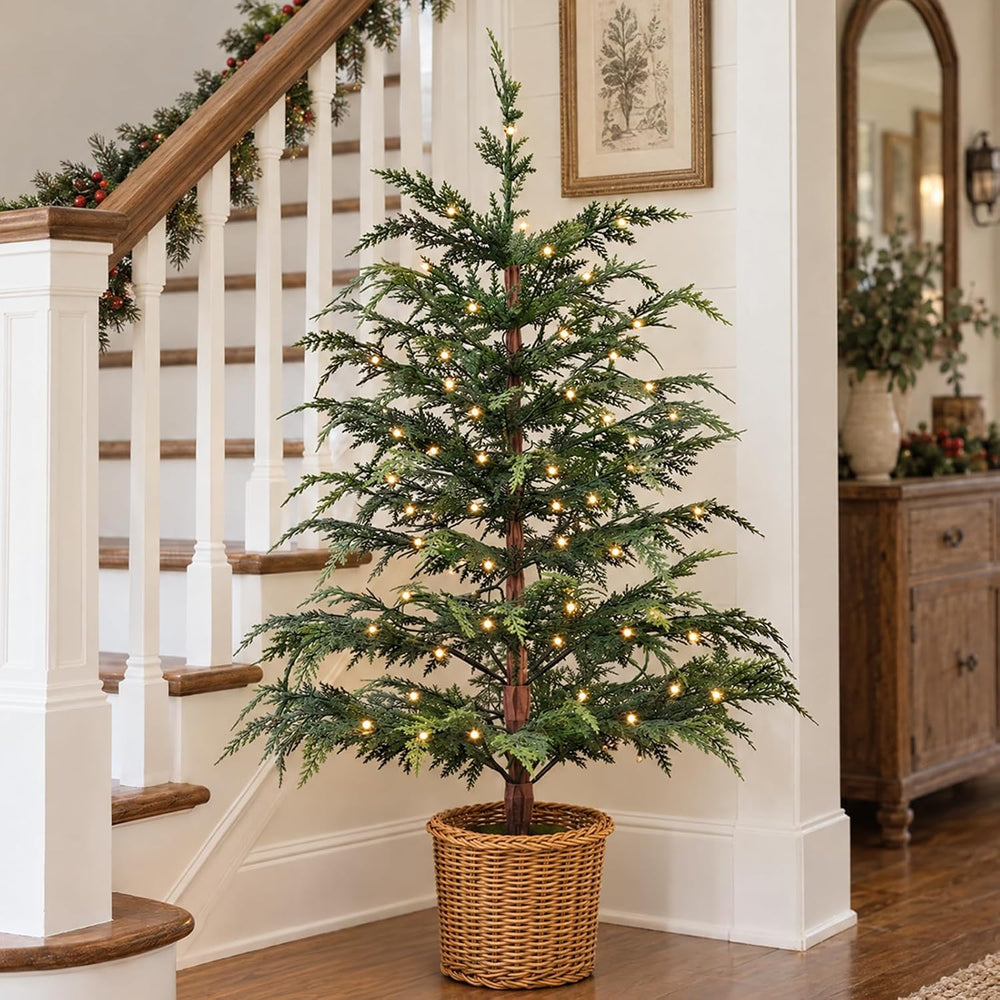 Christmas Decorations 2 Pack 3FT Pre-Lit Artificial Cypress Christmas Tree
