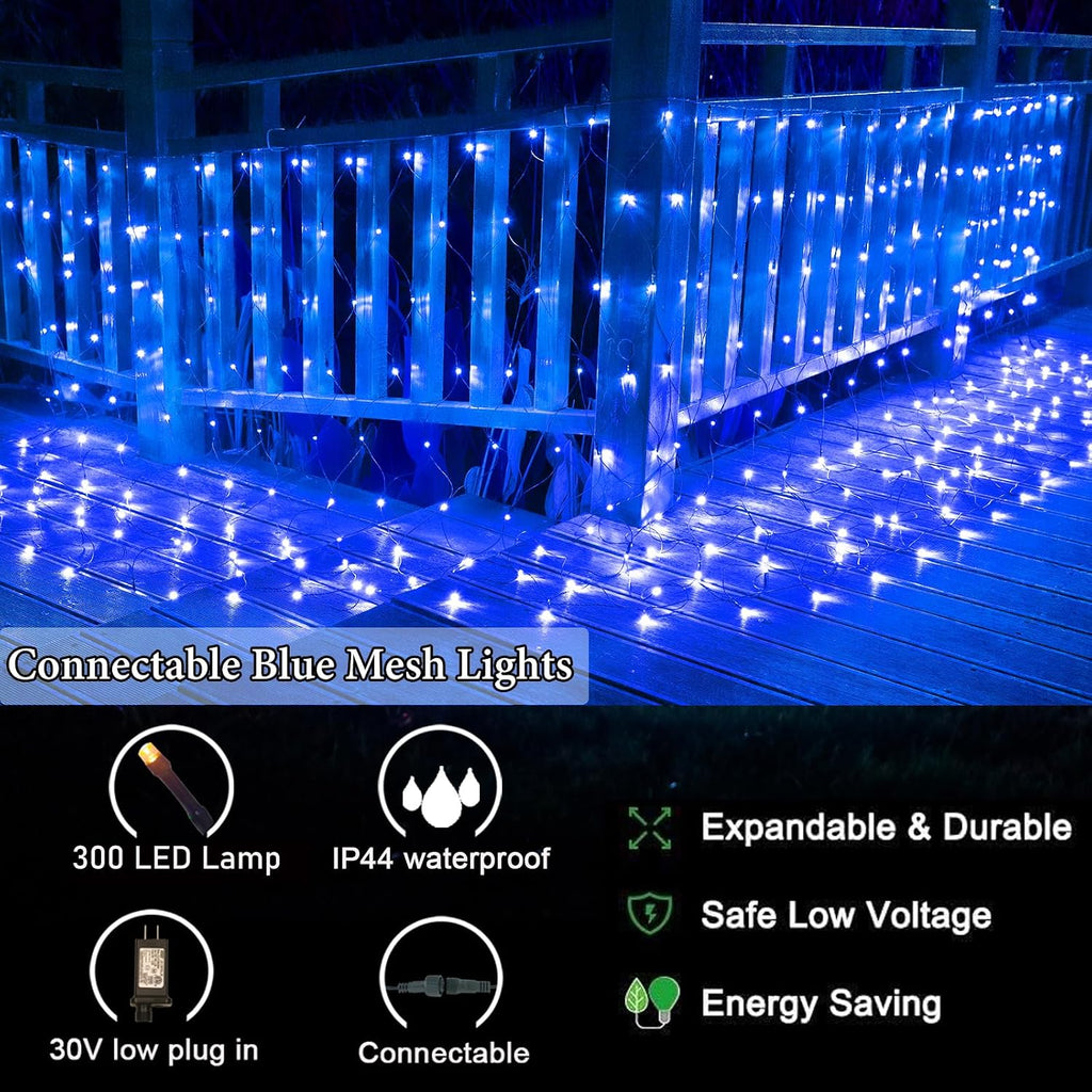oycbuzo 300led net lights, 14.8ft x 5ft christmas, side view