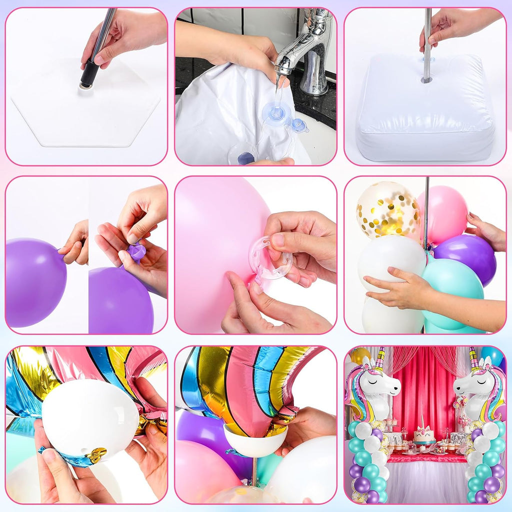 Kasyat 2 Sets Unicorn Balloon Column Stand Kit with 100 Latex Balloons