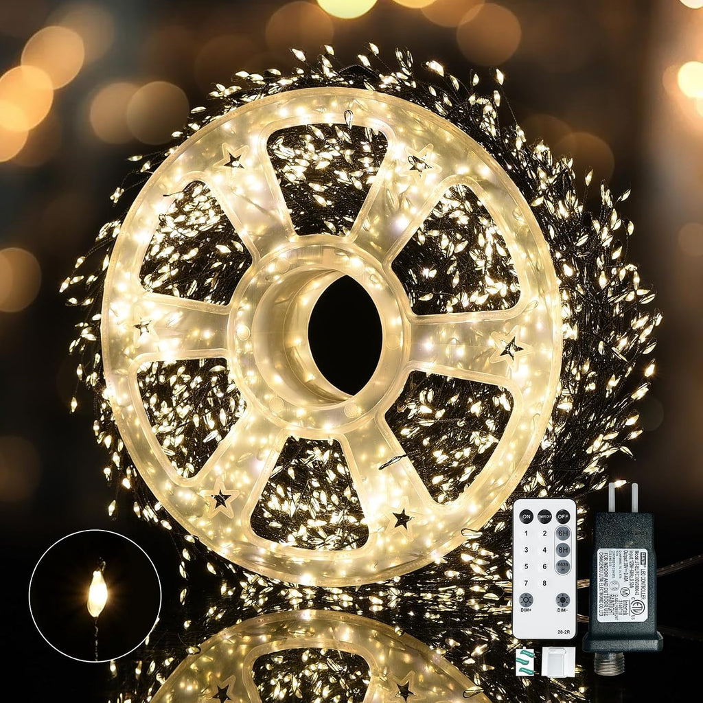 dailyart 3000led 195ft long string fairy lights plug, view 9