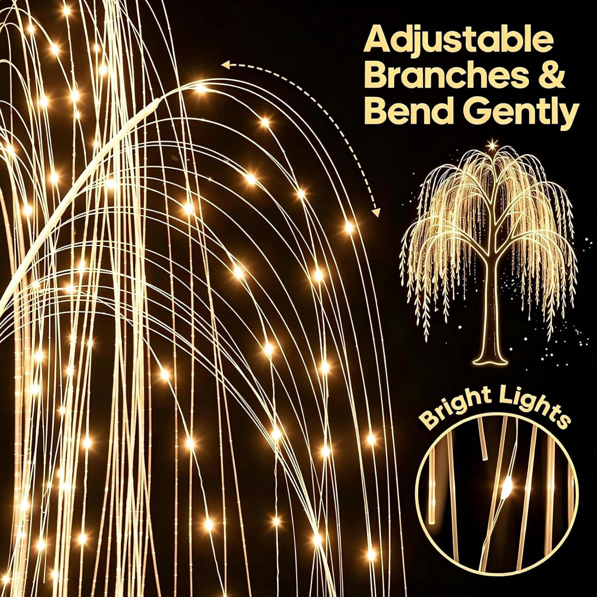 5ft lighted weeping willow tree, 216 led artificial shown in use