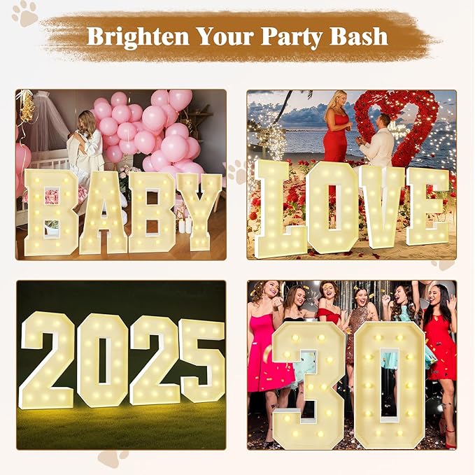 Marquee Light Up Letters: 3FT Large Decorative Signs for Party Decorations Baby Shower Birthday Wedding Engagement Anniversary, 3 Feet Tall Pre-Cut DIY Foamboard Letter V - Easy to Assemble