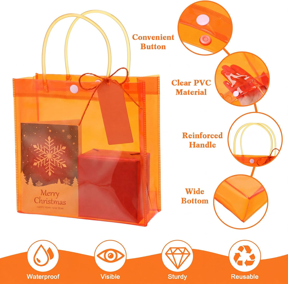 jaloro 48 pcs plastic clear gift bags bulk, close-up detail