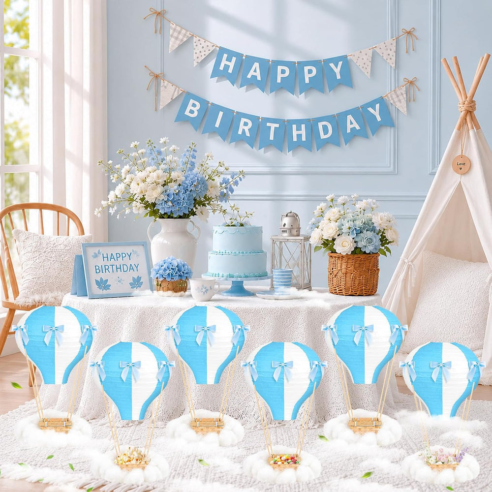 6 Sets Hot Air Balloon Decorations Cloud Decorations Centerpiece,Blue