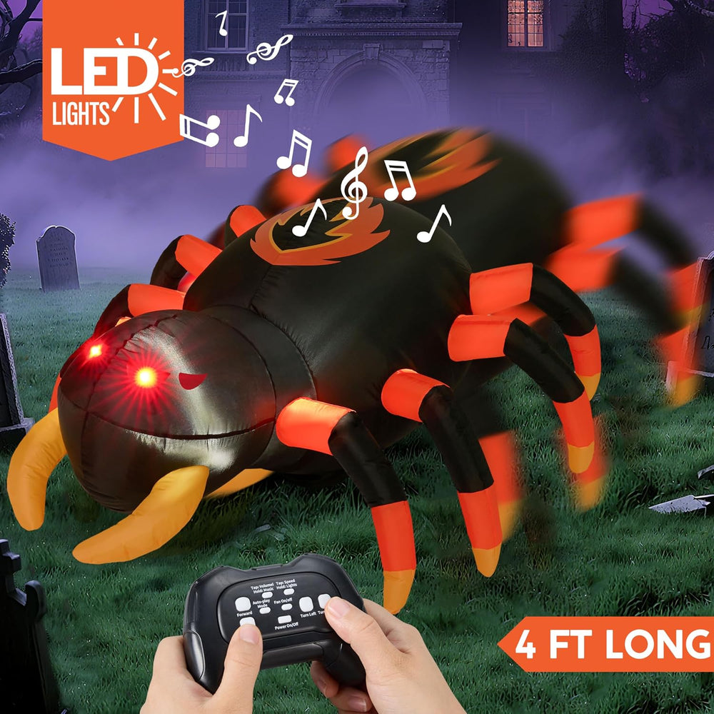 JOYIN 4 FT Halloween Inflatable Spider, Remote Control Blow Up Spider with 36...