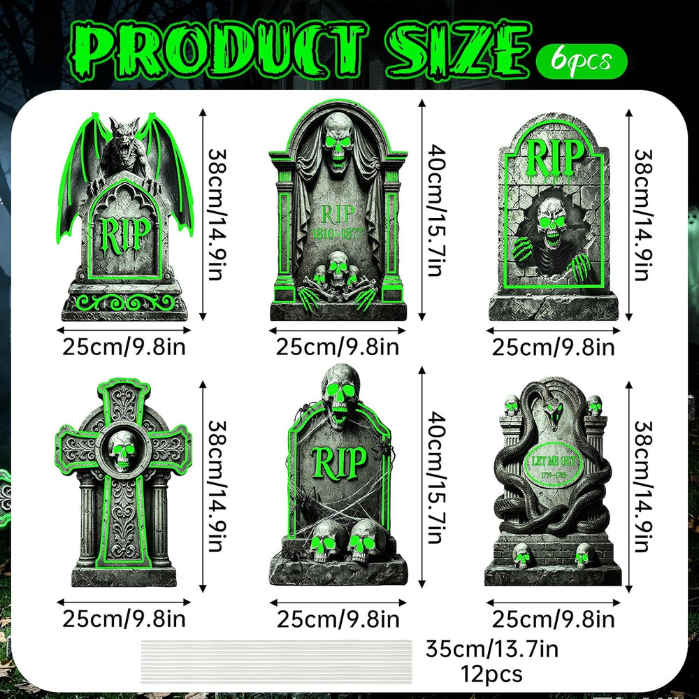 Glowing Halloween Tombstones Outdoor Decorations 14.9 x 9.8 inch Yard Sign wi...