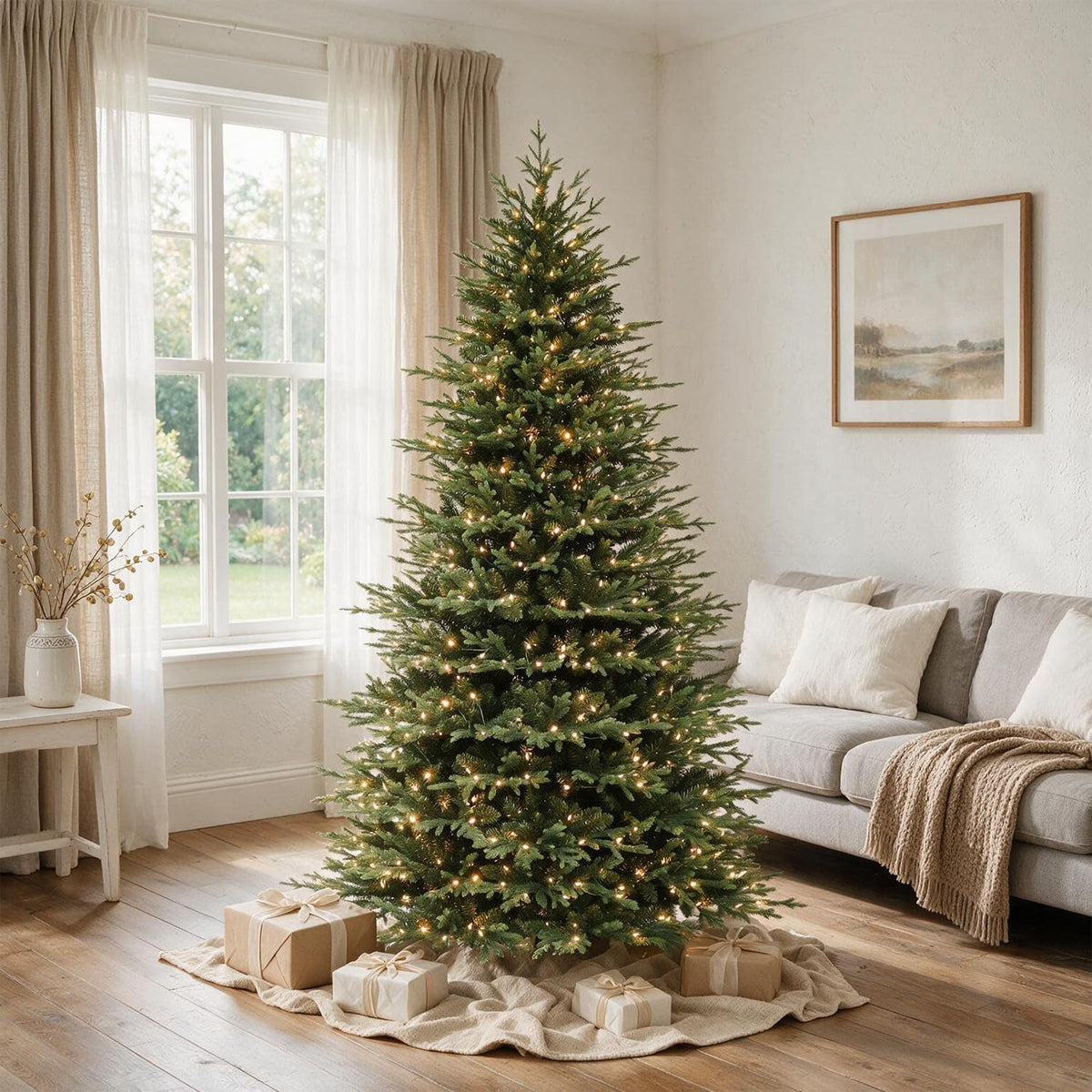 9FT Prelit Premium Christmas Tree, 5179 Realistic PE&PVC Tips