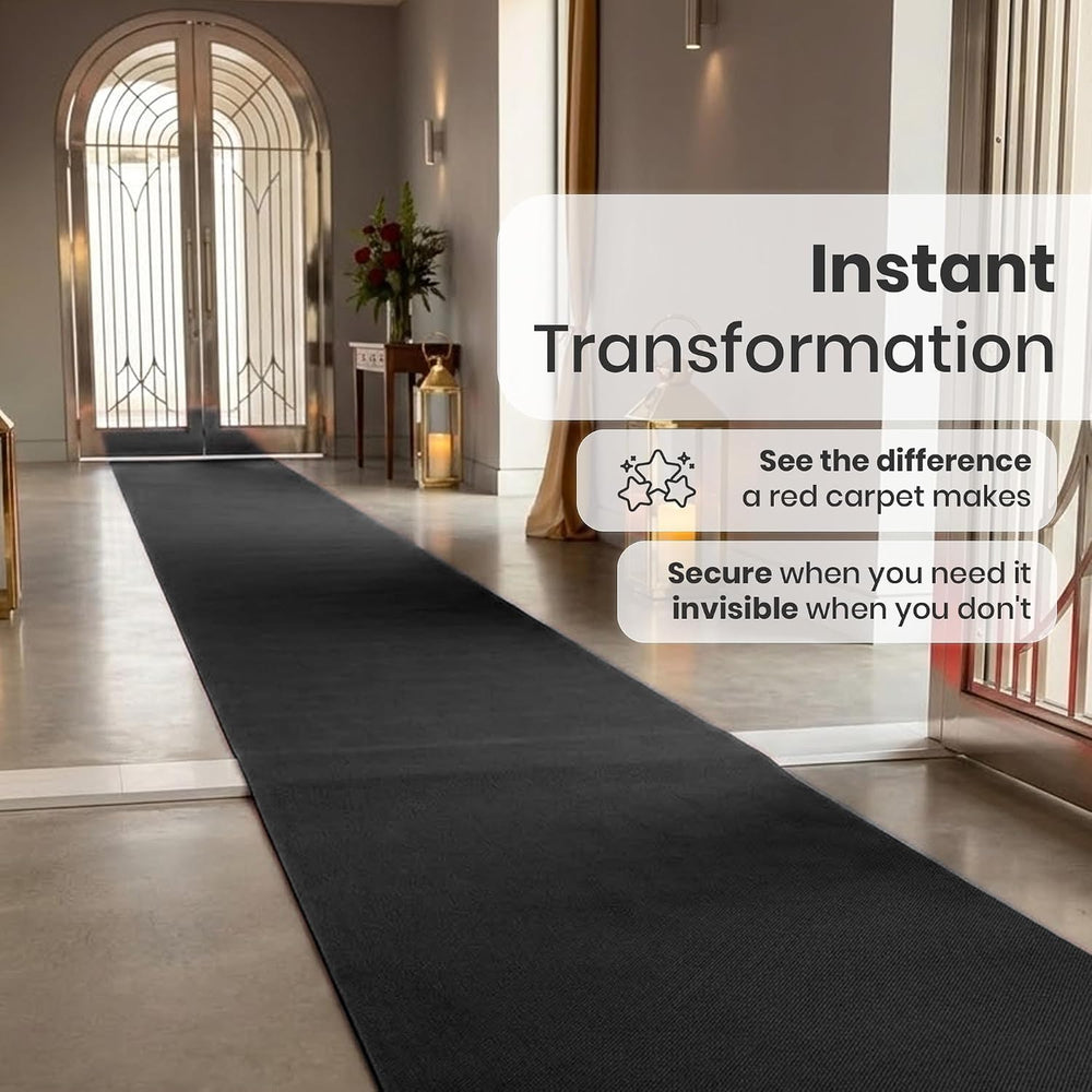 LEMONSODA Black Carpet Floor Runner, 3x50 Feet, Non Slip Polypropylene