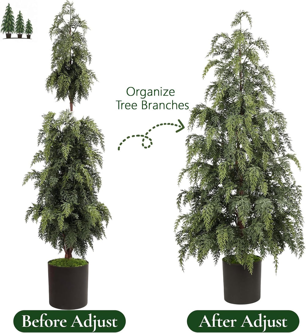 3PCS Christmas Artificial Cedar Trees for Outdoors Decorations, 2FT/3FT/4FT