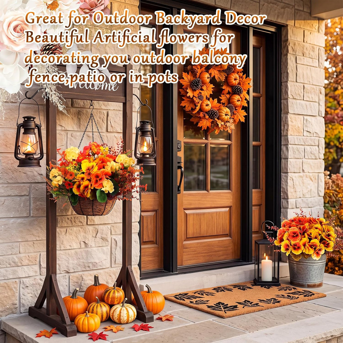 Thiccywoov 40 Bundles Fall Artificial Flowers for Outdoor Plants Decor