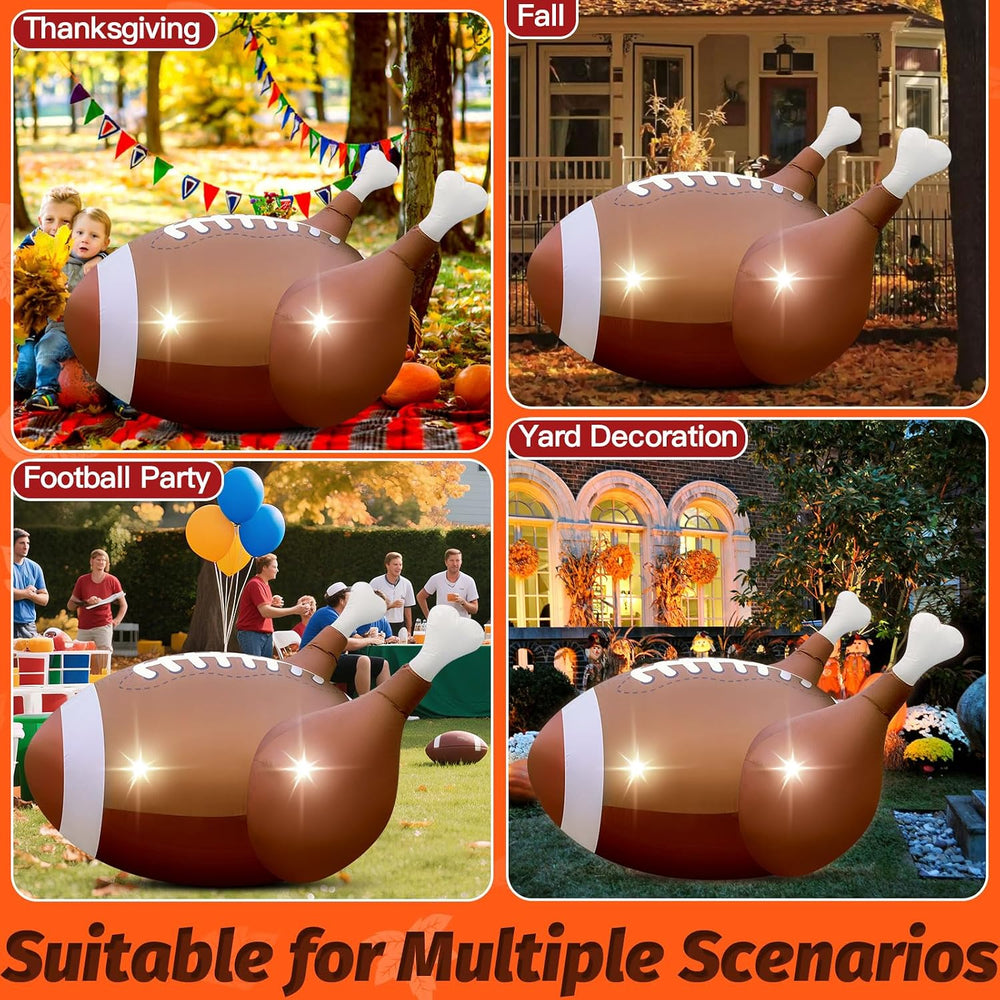 5FT Thanksgiving Inflatable Football Turkey Outdoor Decorations Giant Blow Up...