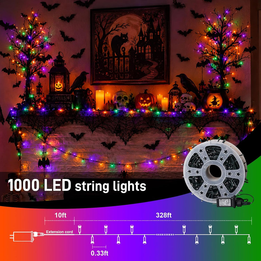 Halloween String Lights Purple Orange and Green 328ft 1000 LED