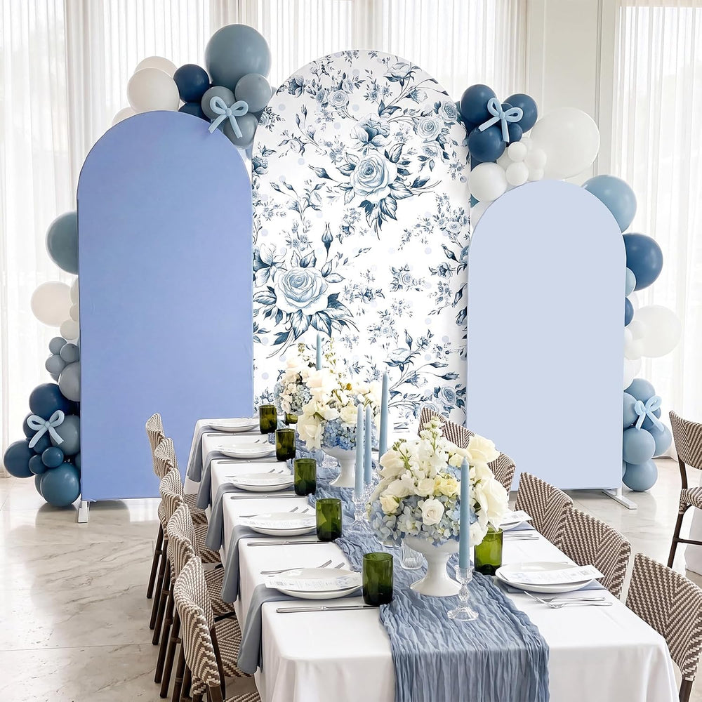 3 Set Arch Backdrop Covers 4ft 5ft 6ft Arch Covers Blue Floral