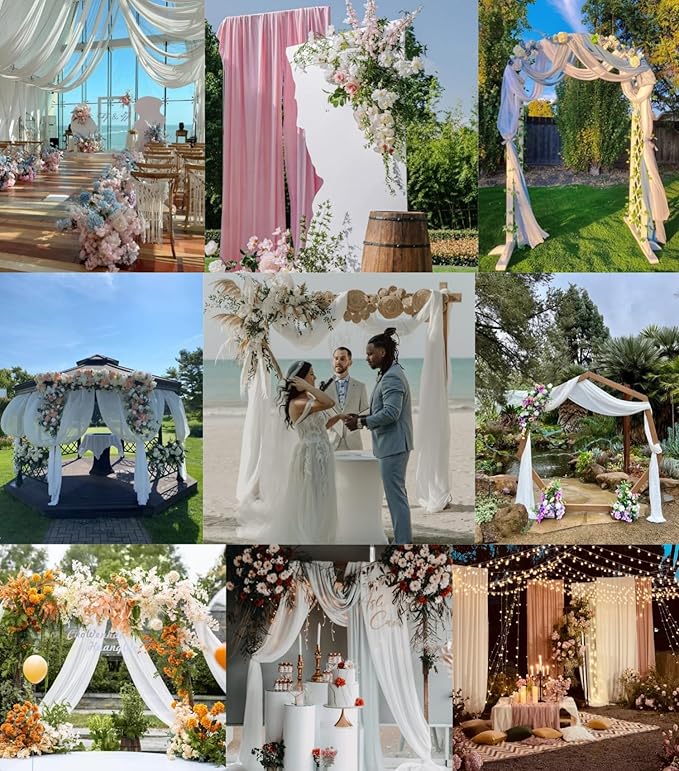 Navy Blue Wedding Arch Draping Fabric 4 Panels 29" x 20 FT Navy Wedding Drapes for Backdrop Sheer Curtain Drapes for Romantic Bridal Baby Shower Ceremony Birthday Party Fall Outdoor Events (4 Pack)