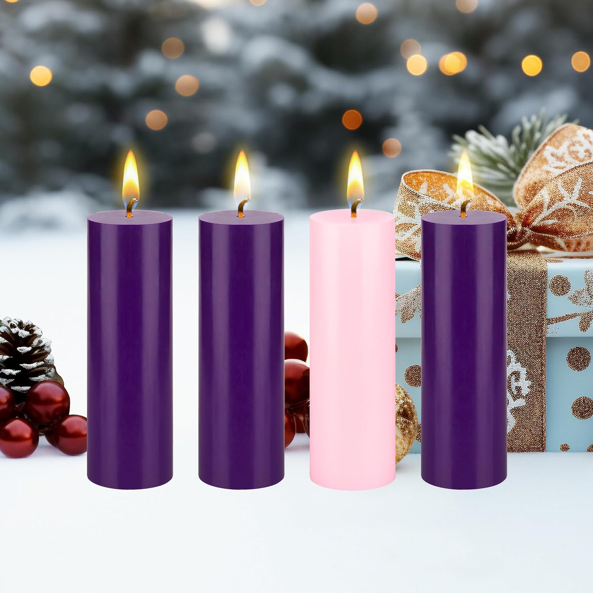 mega candles unscented christmas advent round pillar candle showing dimensions