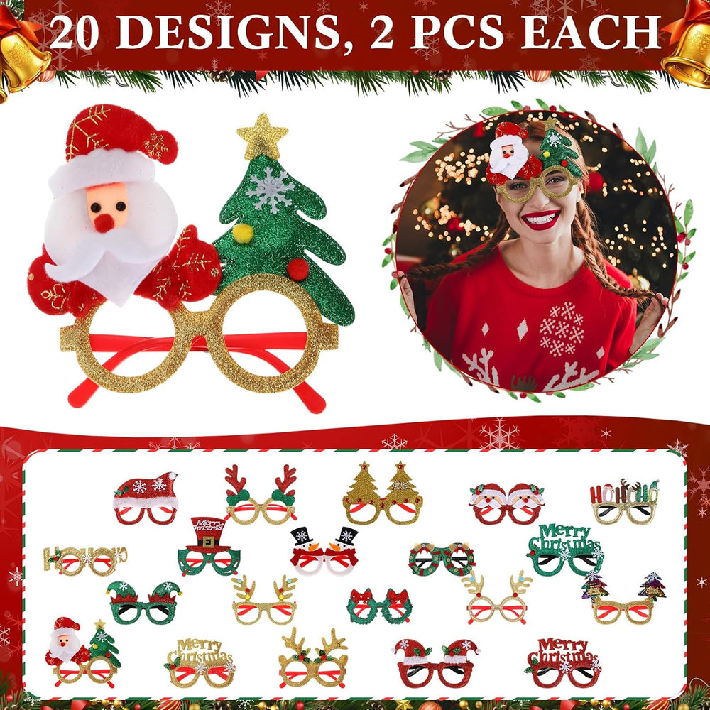 Hiboom 170 Pcs Christmas Party Favors Set with Photo Booth Props