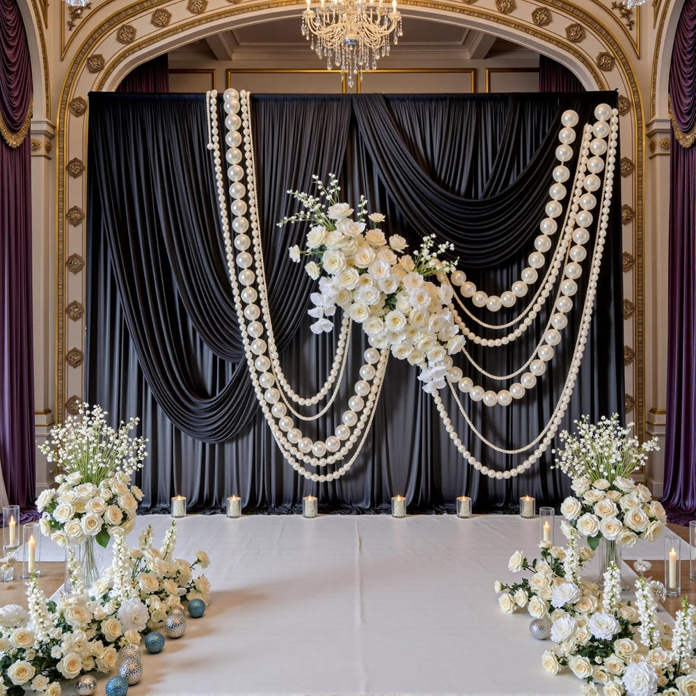 20ft x 10ft Wrinkle Free Black Backdrop Curtains for Parties, 4 Panels 5x10ft...