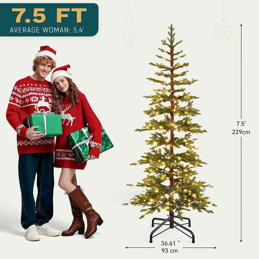 YITAHOME 7.5ft Prelit Sparse Pencil Christmas Tree Aspen Fir with Remote