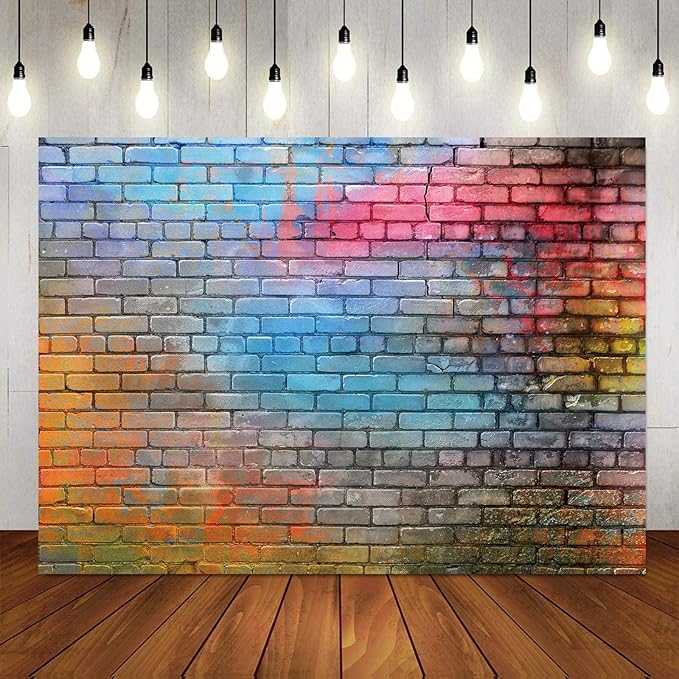 LTLYH 8x6ft Colorful Brick Wall Photo Backdrop Baby Birthday Wedding Party Photography Background Decor Studio Photo Booth A081…