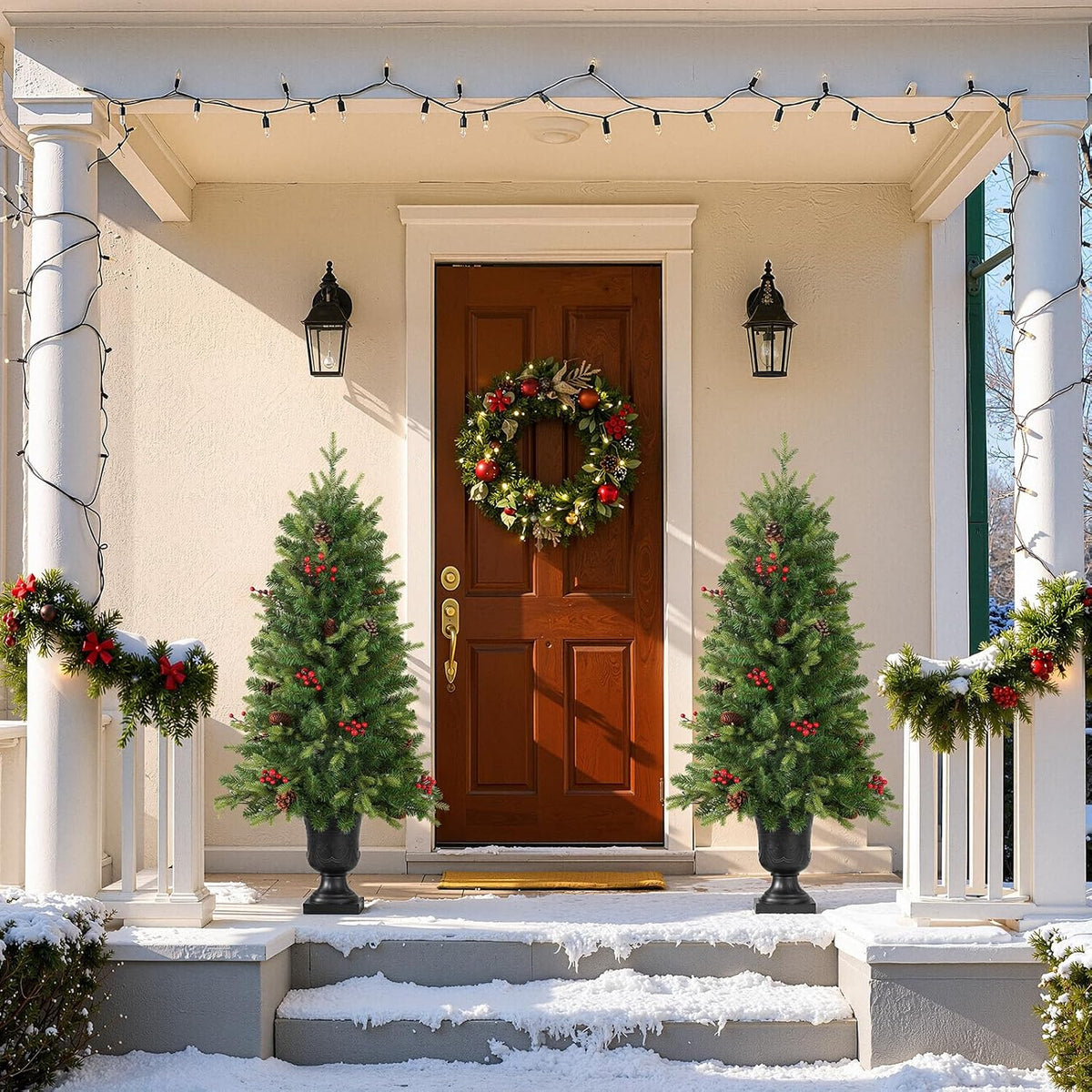 Alupssuc 4FT Prelit Plug-in Artificial Christmas Tree with Lights, 2 Pack