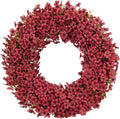 24" Burgundy Fall Wreath for Front Door, Artificial Mums Autumn Wreath