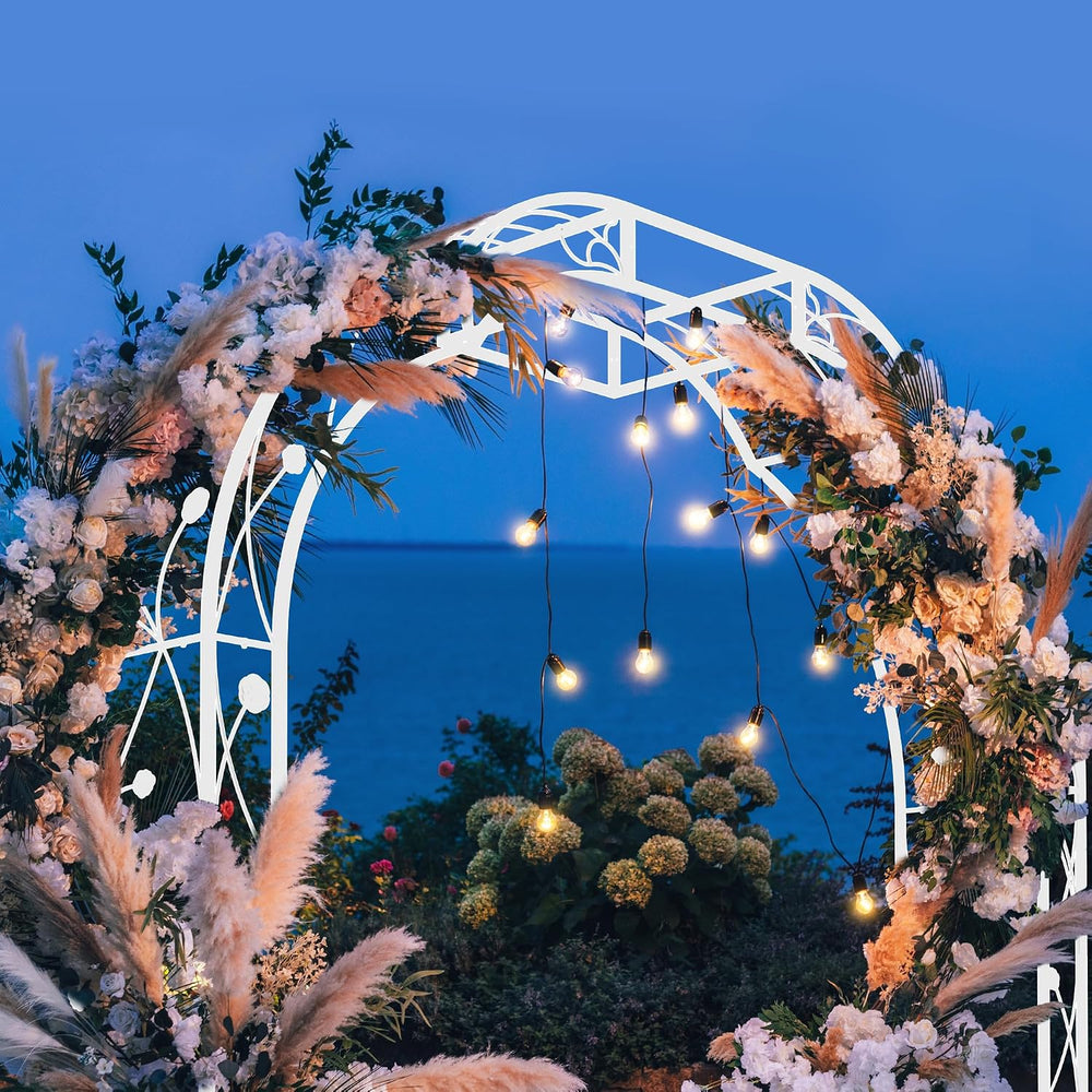 Metal Garden Arch 98.4" H Garden Arbor Trellis for Outdoor Climbing Plan...