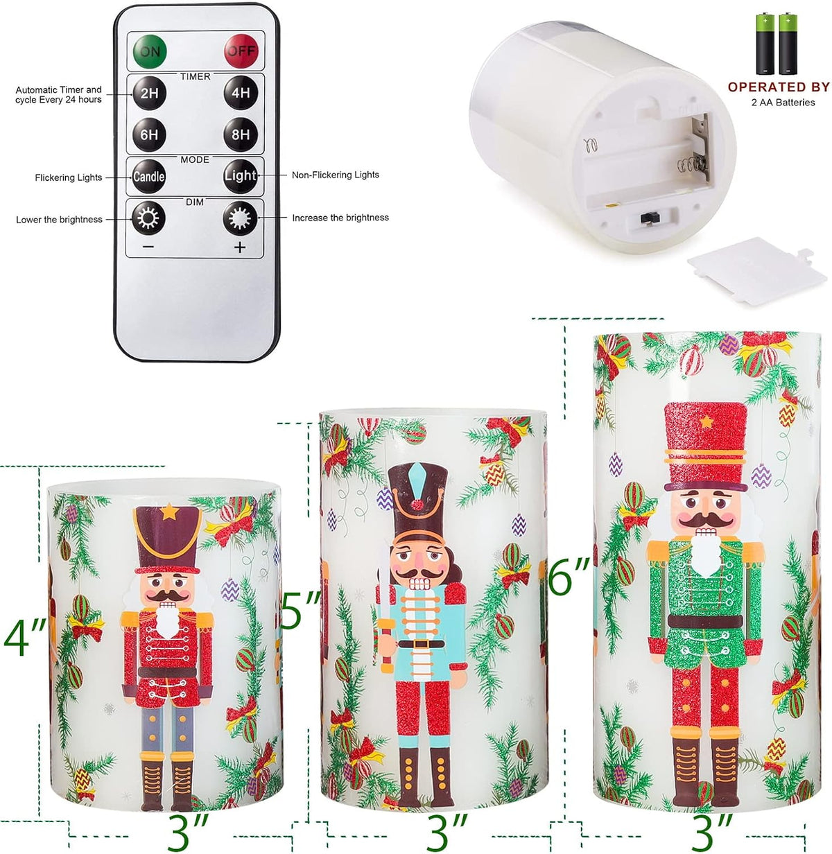 flameless christmas candles battery operated, realistic flickering flameless, close-up detail