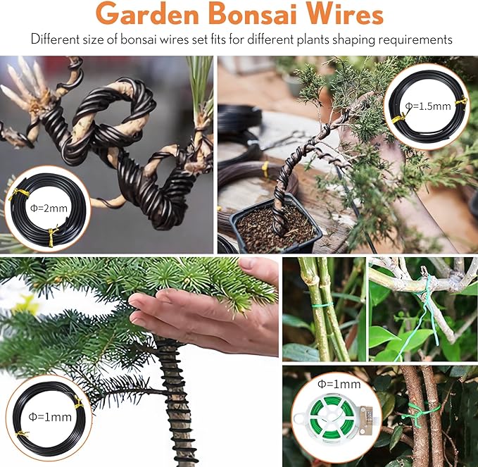 Bonsai Tools Kit 20 Pcs Garden Tools Set for Starters, Includes Bonsai Wire Kit, Plant Mat, Pruning Shears, Bonsai Scissors, Succulent Tools in Leather Storage Bag, Bonsai Gift for Adults