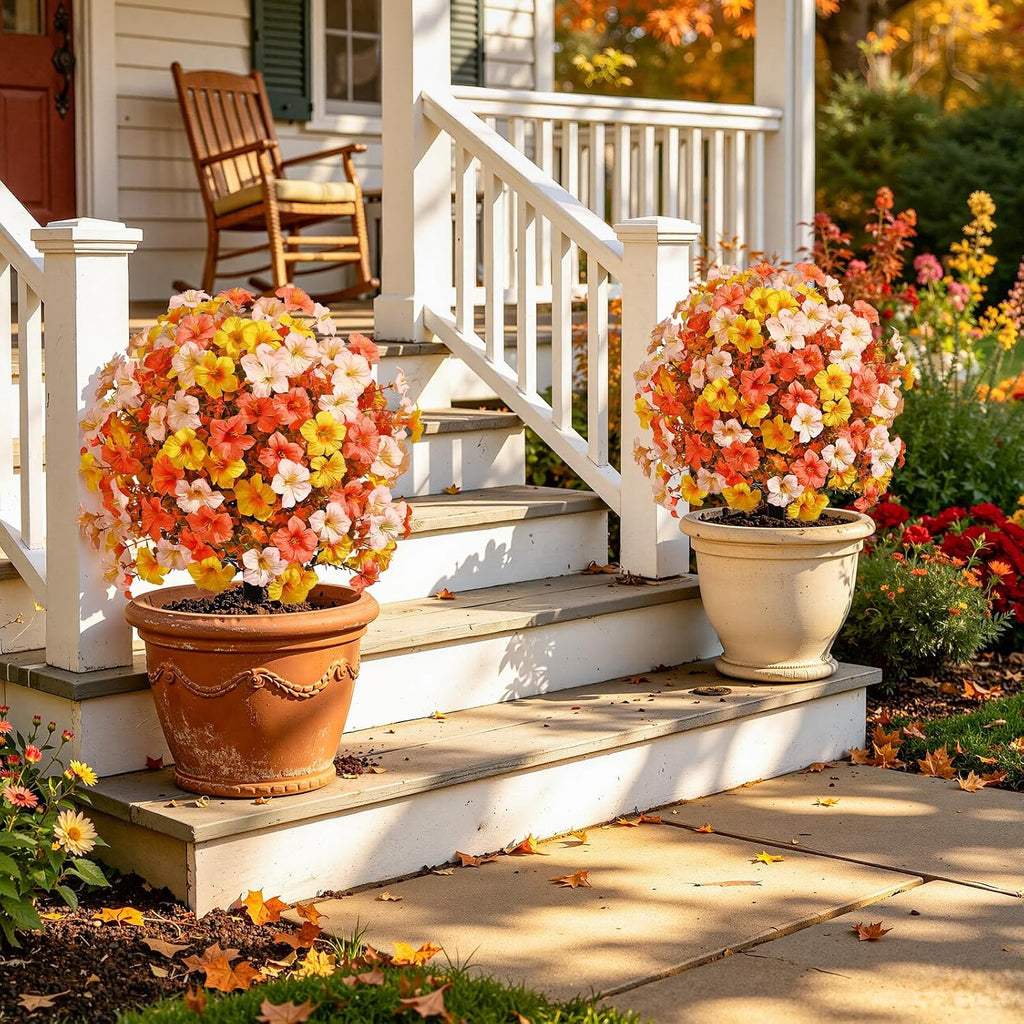 SHareconn 2Pcs Artificial Fall Flowers for Outdoors UV Resistant Decoration