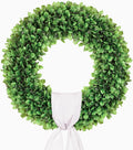 20 inch Artificial Boxwood Wreath for Front Door, Greenery Spring Summer Wreath for All Seasons with Sash，St Patrick's Day Decoration, Farmhouse, Garden, Wedding, Indoor & Outdoor