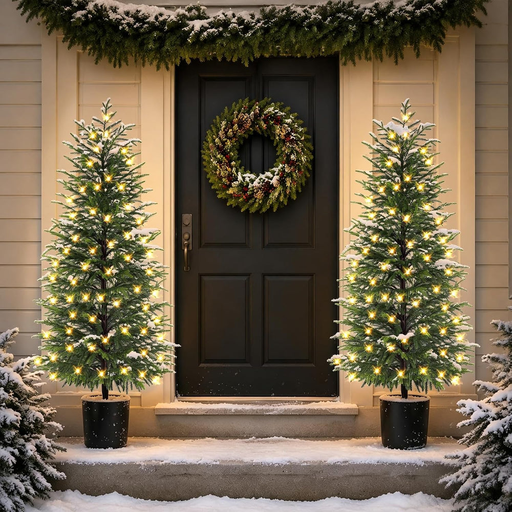 5FT Prelit Norfolk Pine Christmas Tree Real Touch Artificial Cedar Tree with ...