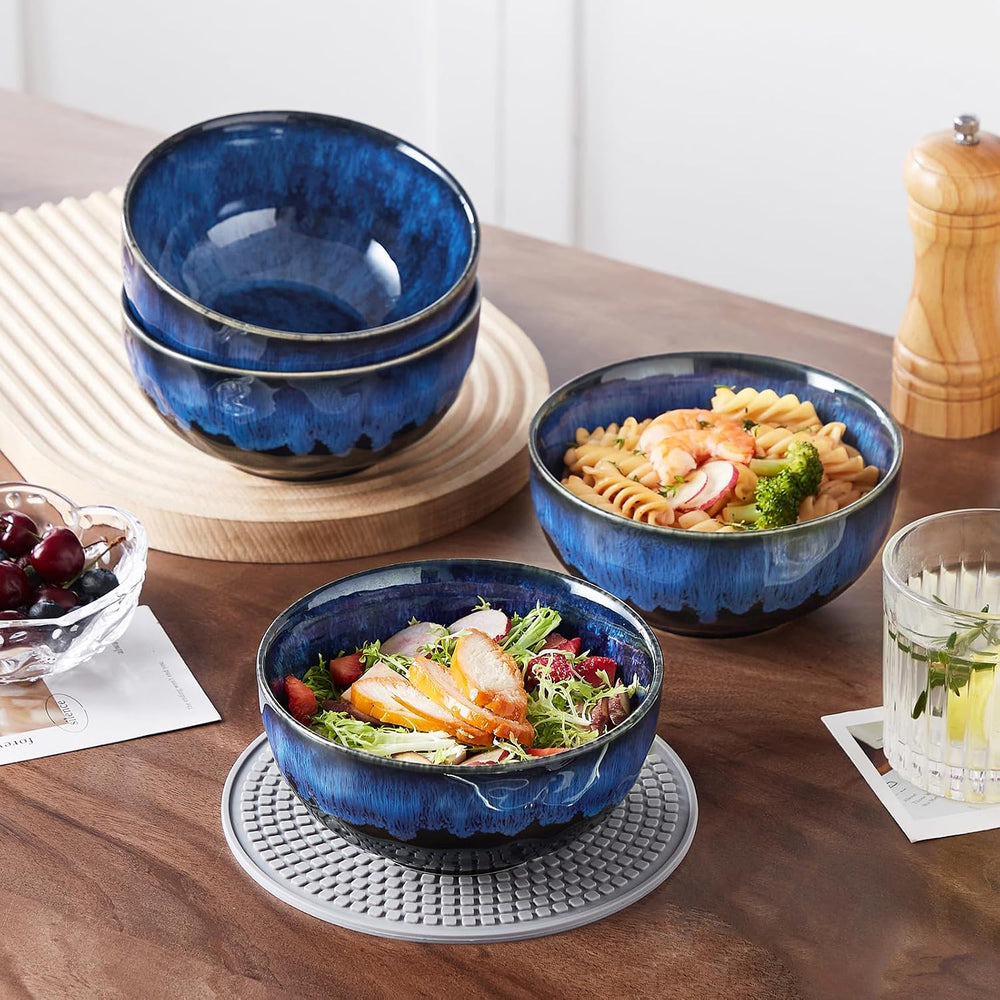 vancasso Starry 24oz Bowls for Soup, Ceramic Blue bowls Set of 4