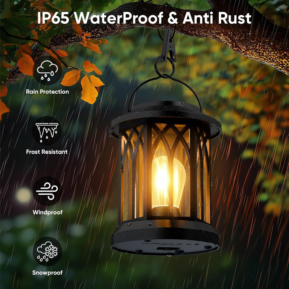 Hanging Solar Lanterns Outdoor Waterproof: 2 Pack Garden Lantern Decorative
