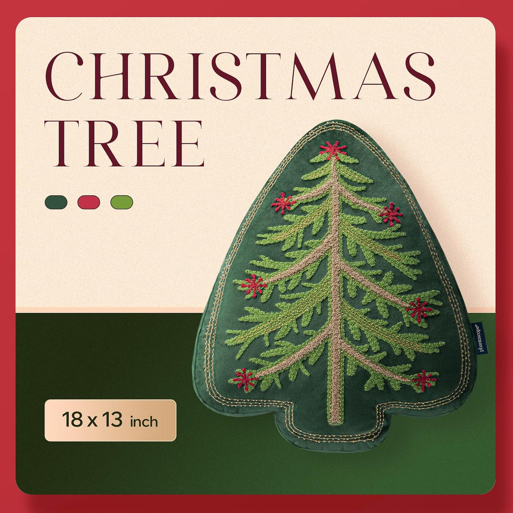 phantoscope merry christmas tree decorative throw pillow, velvet, close-up detail