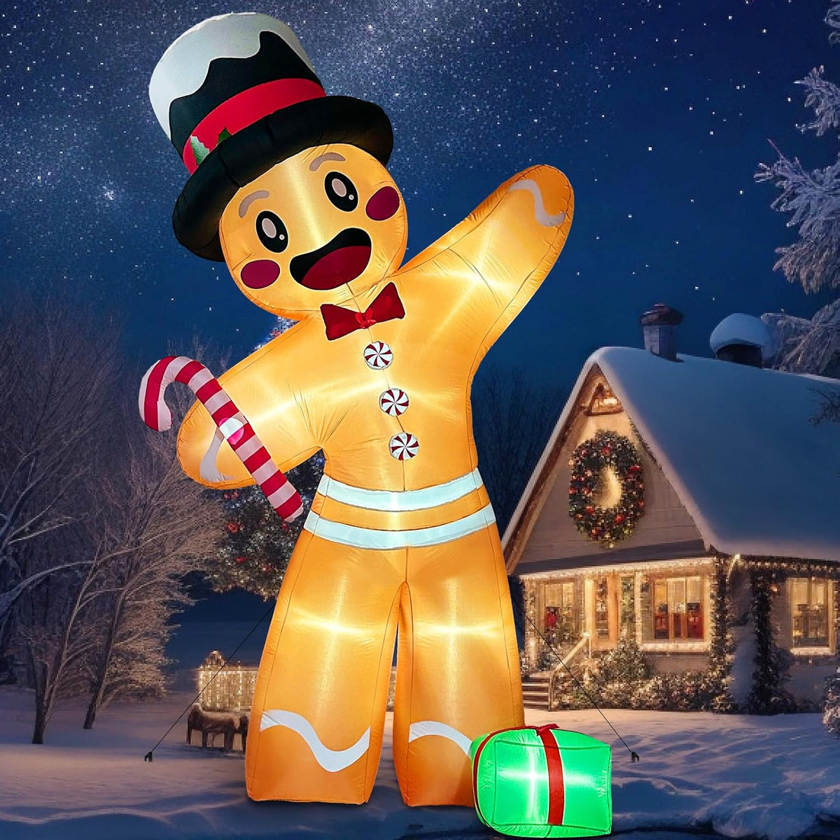 OurWarm 12FT Christmas Inflatables, Giant Gingerbread Christmas Decorations