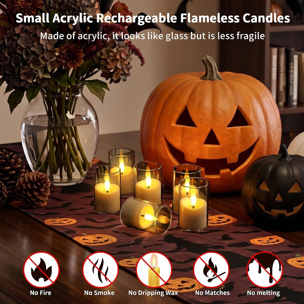 Small Rechargeable Flameless Tea Lights Candles with Timer Remote