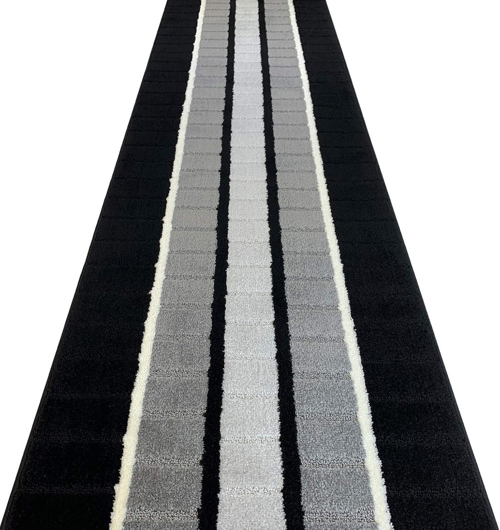 REMNAZ Custom Size Hallway Runner Rug, Non-Slip, Black, 27 in x 18 ft
