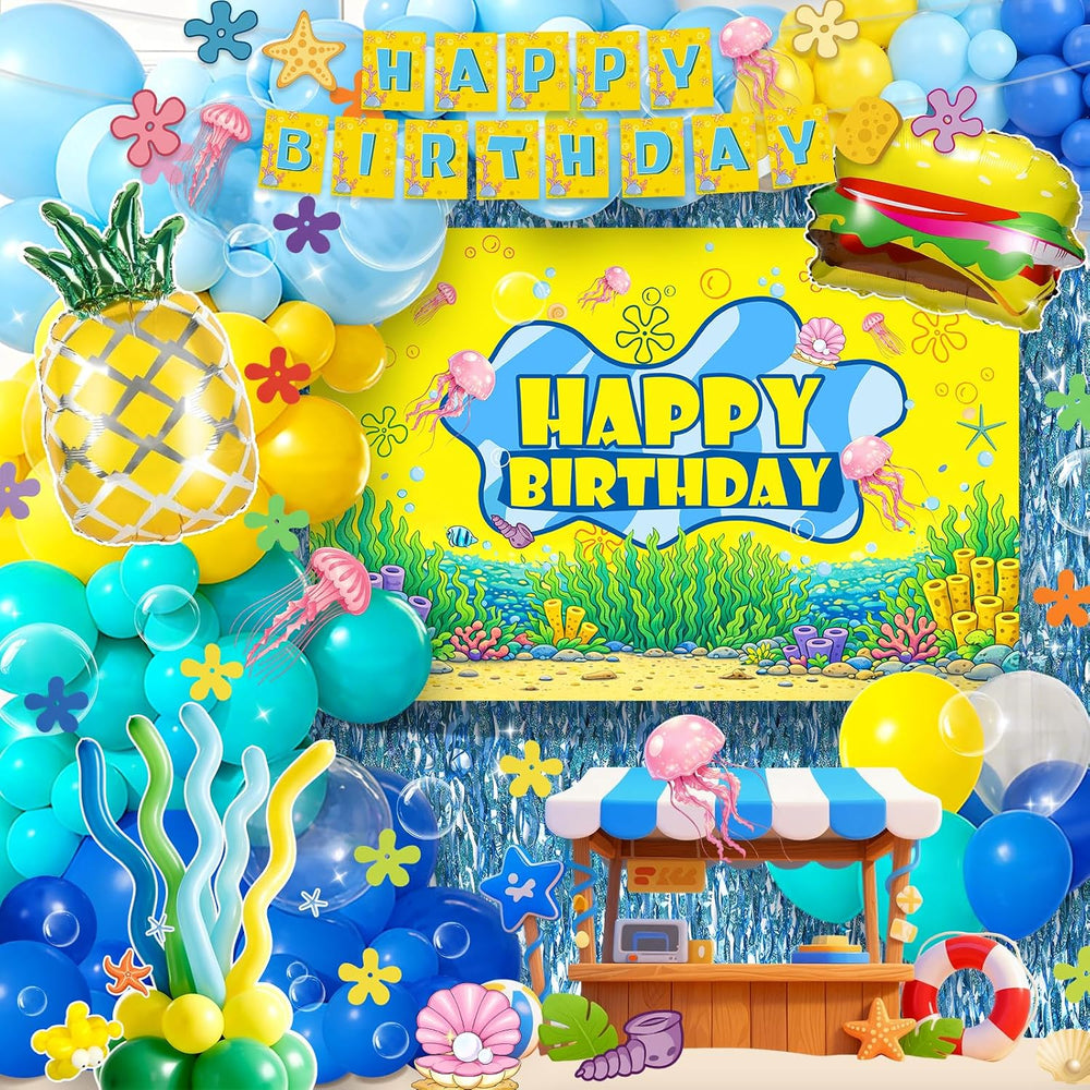 GAILROSO Sponge Birthday Decorations, Under the Sea Party Supplies