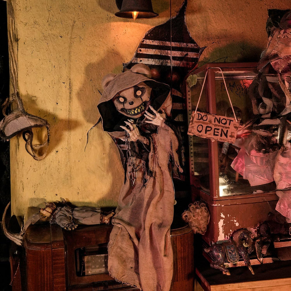 Haunted Hill Farm 3.3-Ft. Burlap Bear Halloween Animatronic