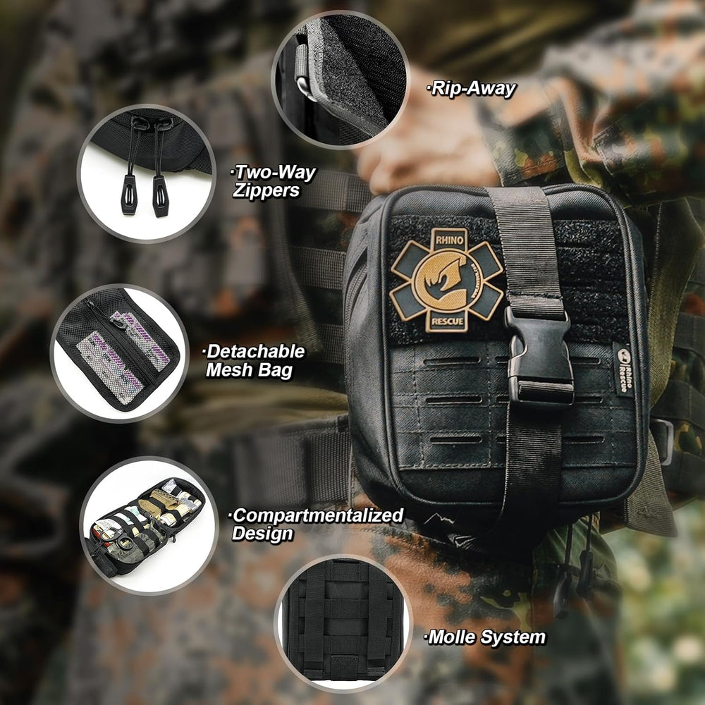RHINO RESCUE IFAK Trauma Kit Pro with CAT Tourniquet (Black)