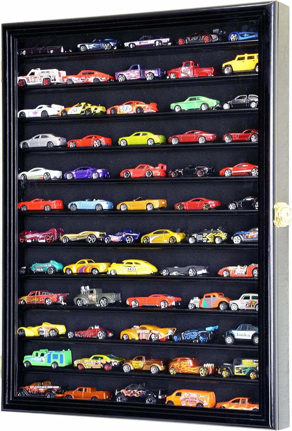 1/64 Diecast / Matchbox Model Car Display Case Cabinet Rack with Door (Black)