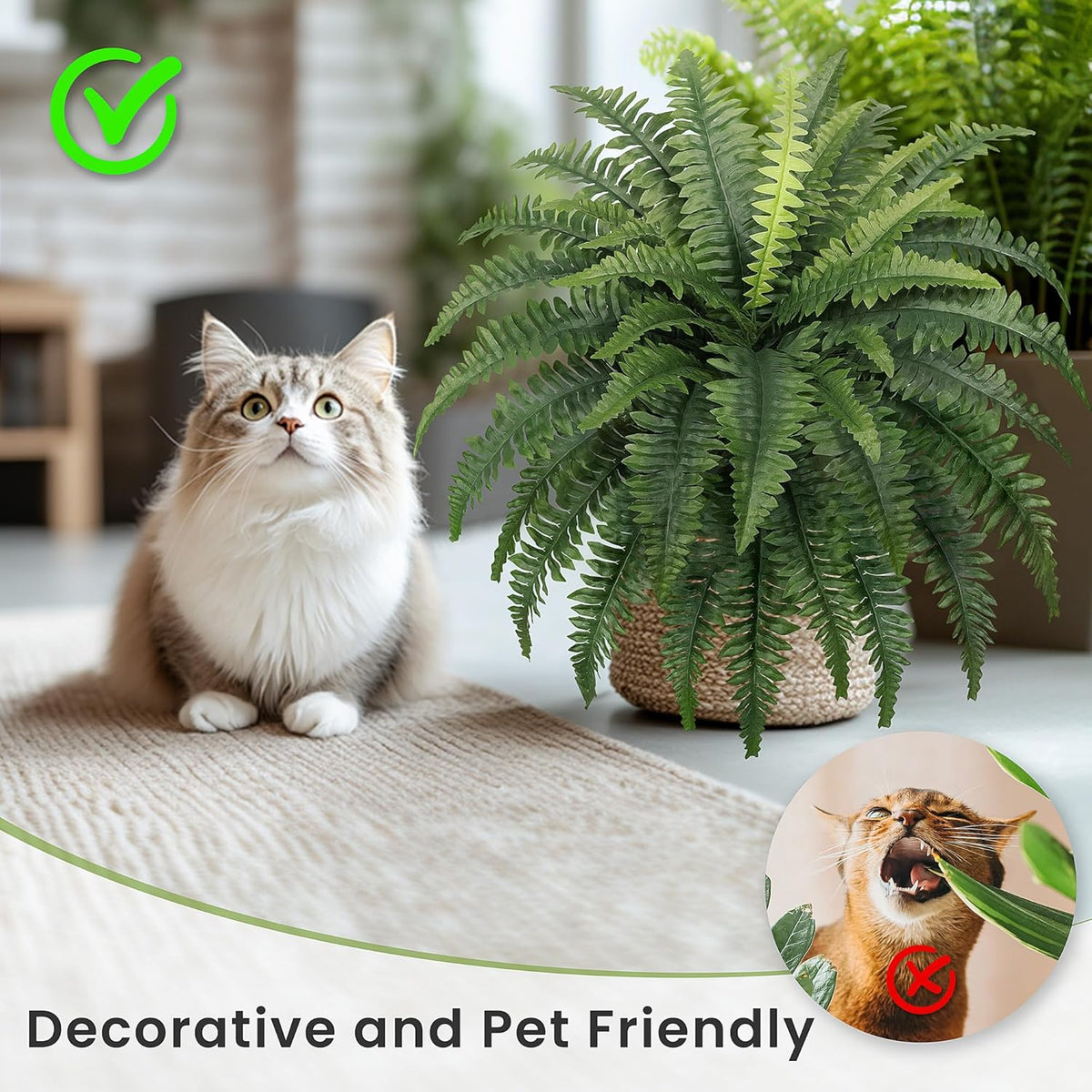 FOREST PRINCE 35" Ferns Artificial Bush Plants Large, 2 Artificial Boston Ferns with 39 Fronds for Outdoors Home Decor (2-Pack)