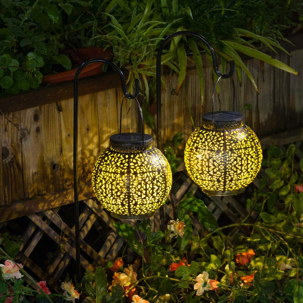 2Pack Solar Outdoor Lanterns Waterproof, Garden Gifts for Mom, Rose Solar Gar...