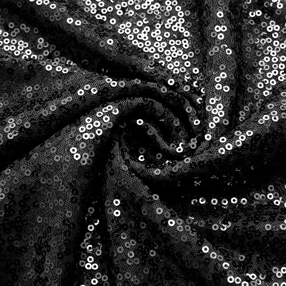 Aormenzy 12 Pack Black Sequin Table Runner 12" x 72"