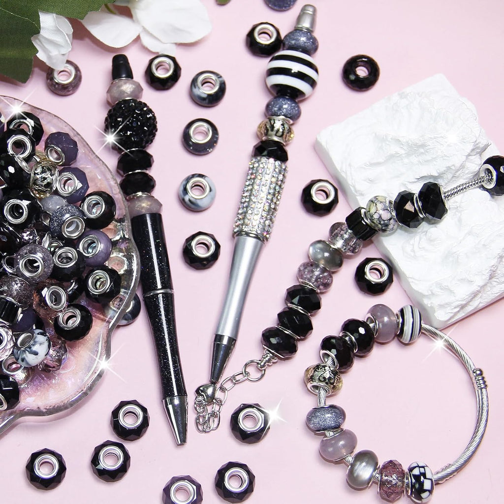 500 pieces large hole beads, assorted european craft showing dimensions