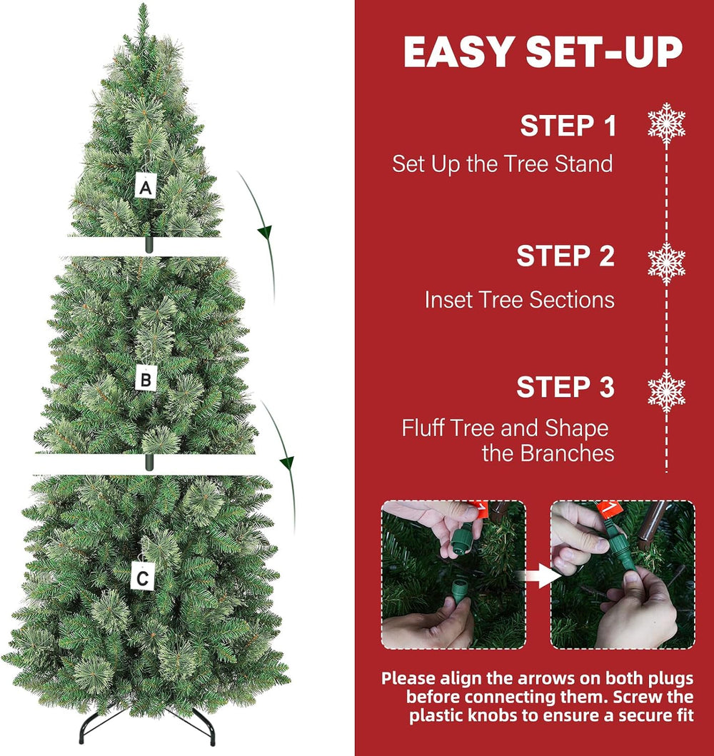Hykolity 6 ft Pencil Prelit Christmas Tree with Pine Needles