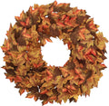 20" Fall Wreath for Front Door, Artificial Maple Leaves Autumn Wreath