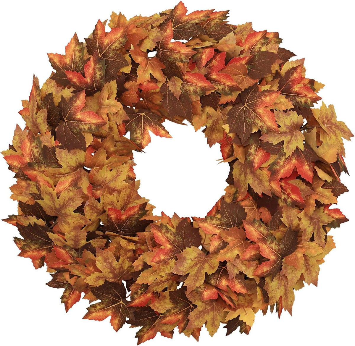 20" Fall Wreath for Front Door, Artificial Maple Leaves Autumn Wreath